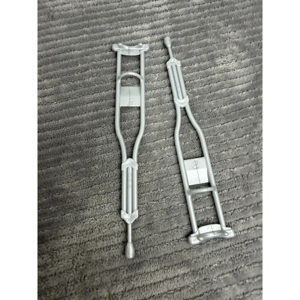 Barbie Doll Accessories Gray Silver Pair Of Crutches Ambulance Doctor Medical